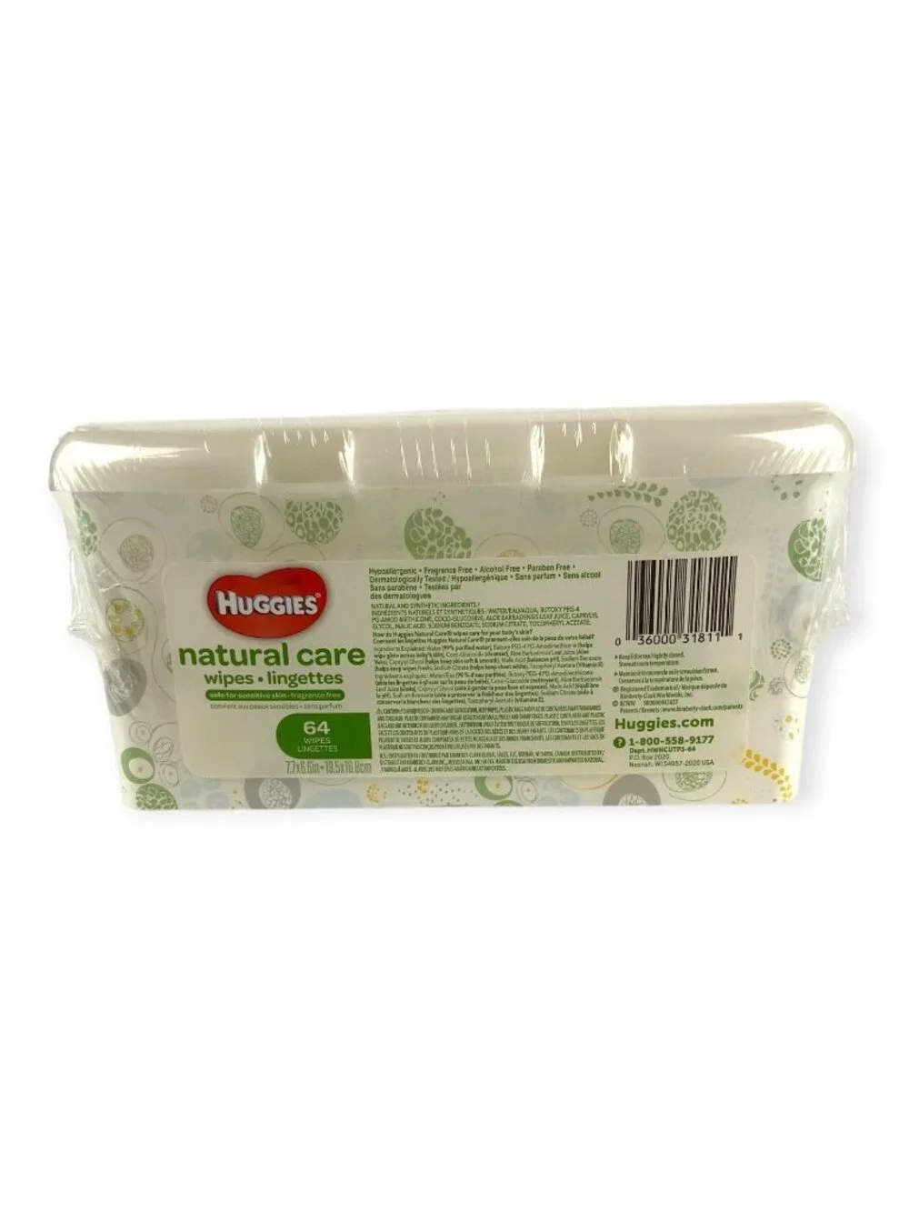 Huggies Natural Care Baby Wipes Unscented Pure & Gentle 64-Count Reusable Tub